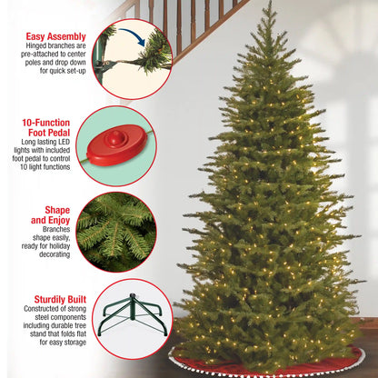 7.5 ft. Pre-Lit Nordic Spruce Slim Tree with Dual Color LED Lights, Plug-In