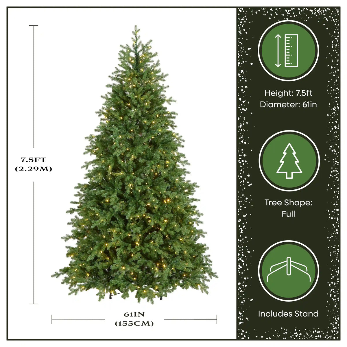 7.5 ft. Pre-Lit Princeton Fraser Fir Full Tree with PowerConnect and Dual Color LED Lights, Plug-In