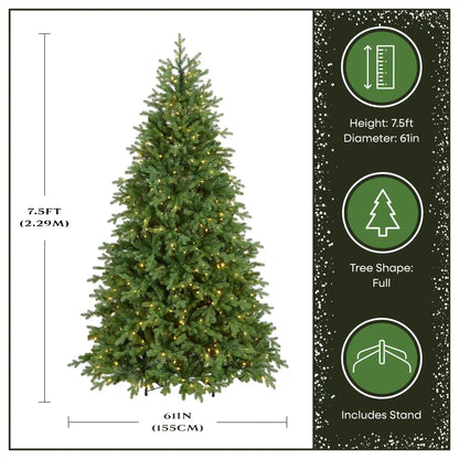 7.5 ft. Pre-Lit Princeton Fraser Fir Full Tree with PowerConnect and Dual Color LED Lights, Plug-In