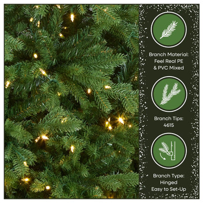 7.5 ft. Pre-Lit Princeton Fraser Fir Full Tree with PowerConnect and Dual Color LED Lights, Plug-In