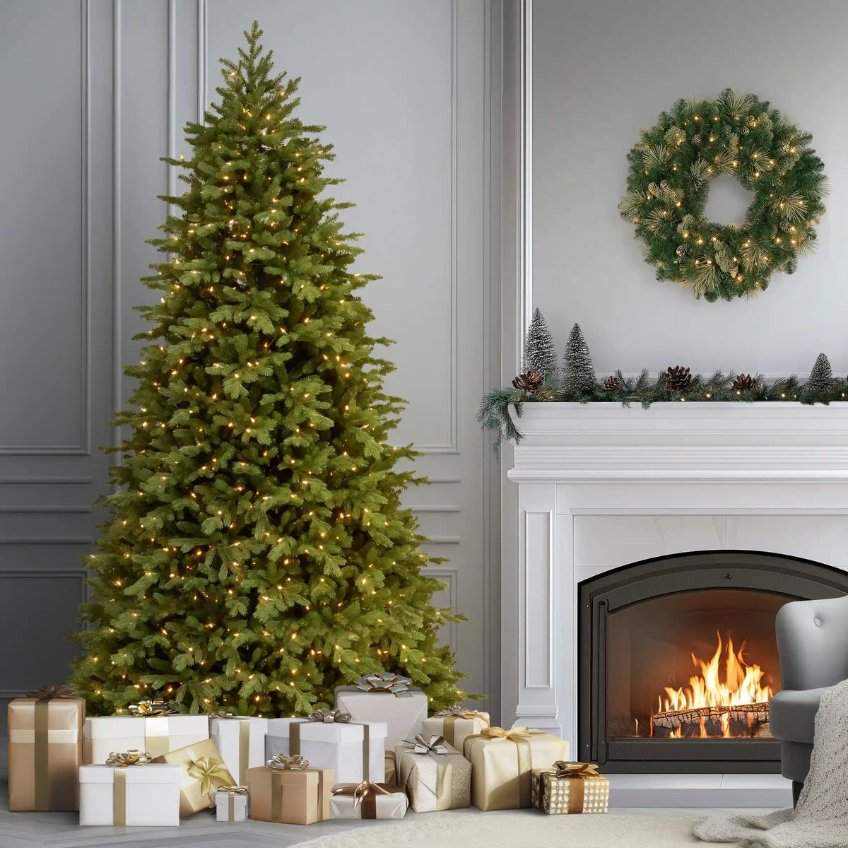 9 ft. Pre-Lit Princeton Fraser Fir with PowerConnect Dual Color LED Lights, Plug-In