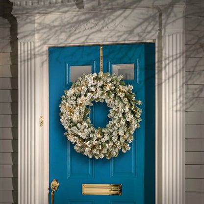 24 in. Pre-Lit Snowy Sheffield Spruce Wreath with Twinkly LED Lights, Plug-In