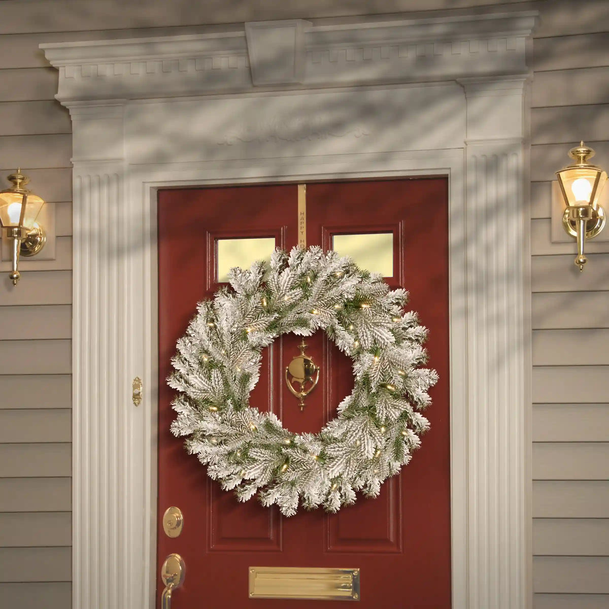 30 in. Pre-Lit Snowy Sheffield Spruce Wreath with Twinkly LED Lights, Plug-In