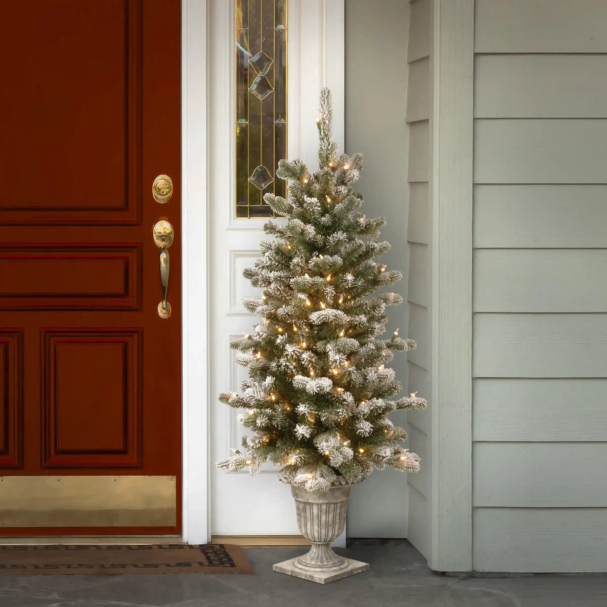 4 ft. Pre-Lit Snowy Sheffield Spruce Tree with Twinkly LED Lights, Plug-In