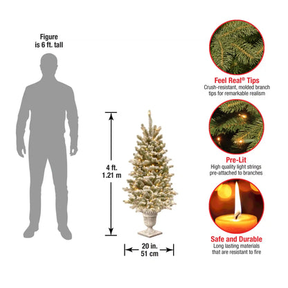 4 ft. Pre-Lit Snowy Sheffield Spruce Tree with Twinkly LED Lights, Plug-In