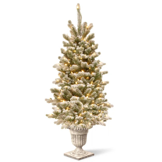 4 ft. Pre-Lit Snowy Sheffield Spruce Tree with Twinkly LED Lights, Plug-In