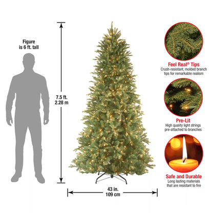 7.5 ft. Pre-Lit Tiffany Fir Slim Tree with Clear Lights, Plug-In