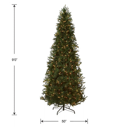 9 ft. Pre-Lit Tiffany Fir Slim Tree with Clear Lights - PE Branch Tips, Plug-In