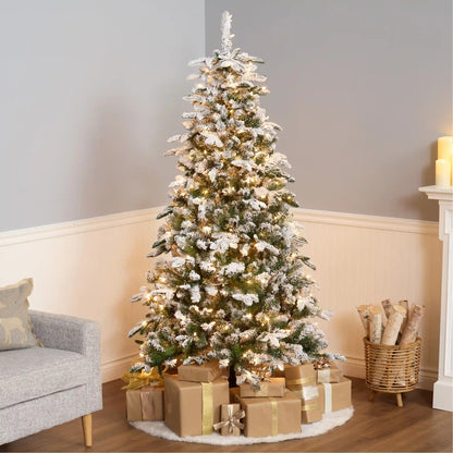 6.5 ft. Pre-Lit Snowy Everest Fir Medium Tree with Clear Lights, Plug-In