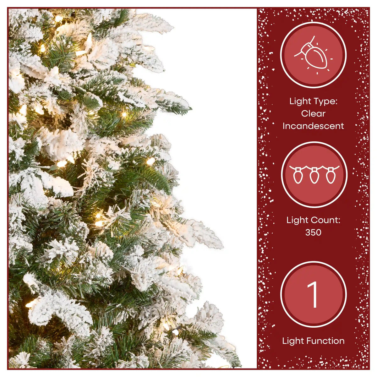 6.5 ft. Pre-Lit Snowy Everest Fir Medium Tree with Clear Lights, Plug-In