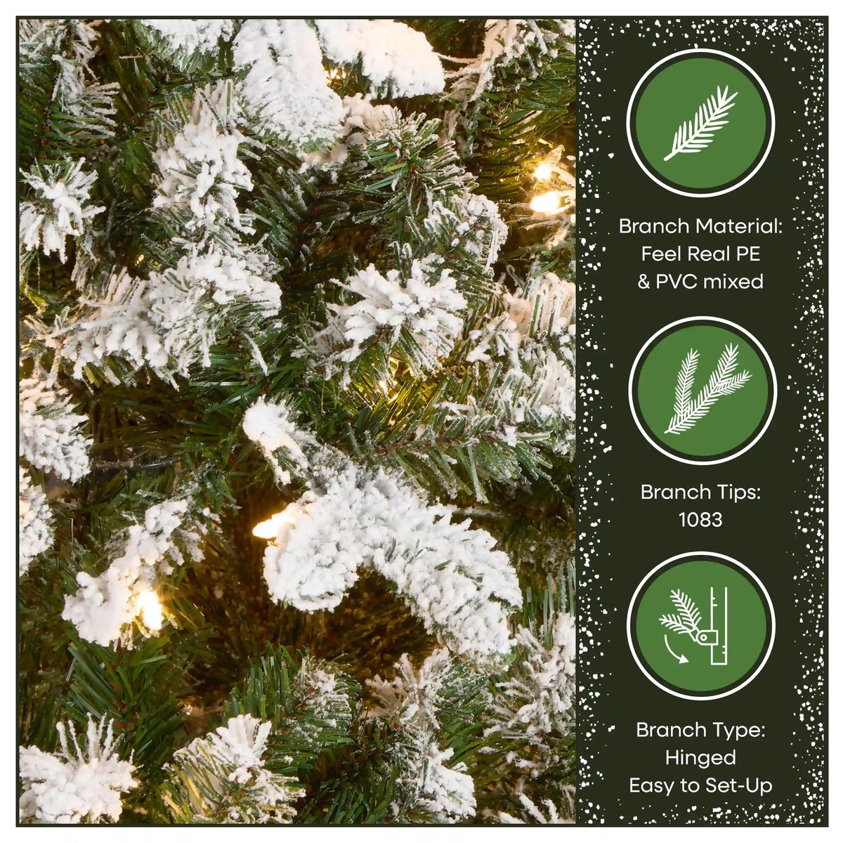 6.5 ft. Pre-Lit Snowy Everest Fir Medium Tree with Clear Lights, Plug-In