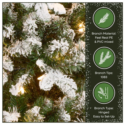 6.5 ft. Pre-Lit Snowy Everest Fir Medium Tree with Clear Lights, Plug-In
