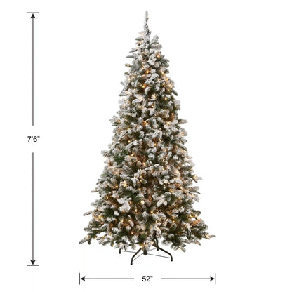 7.5 ft. Pre-Lit Snowy Everest Fir Medium Tree with Clear Lights, Plug-In