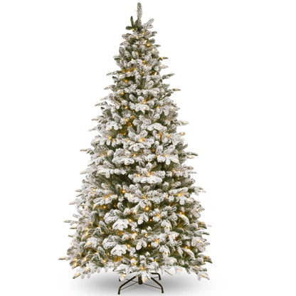 9 ft. Pre-Lit Snowy Everest Fir Medium Tree with Clear Lights, Plug-In