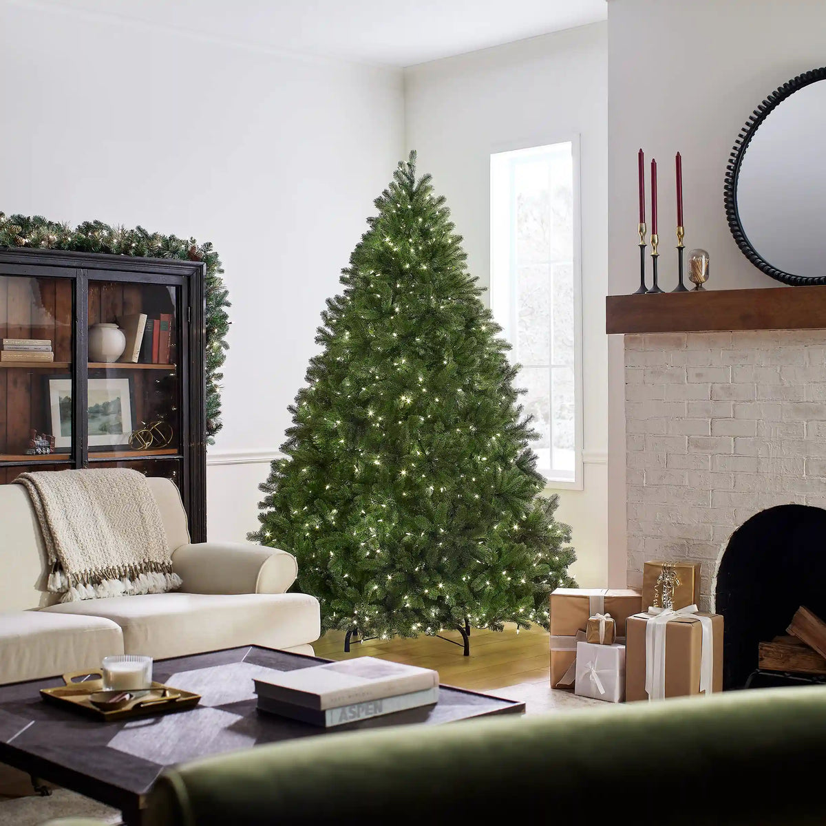 7.5 ft. Pre-Lit Deluxe Downswept Douglas Fir Tree with PowerConnect Dual Color LED Lights, Plug-In