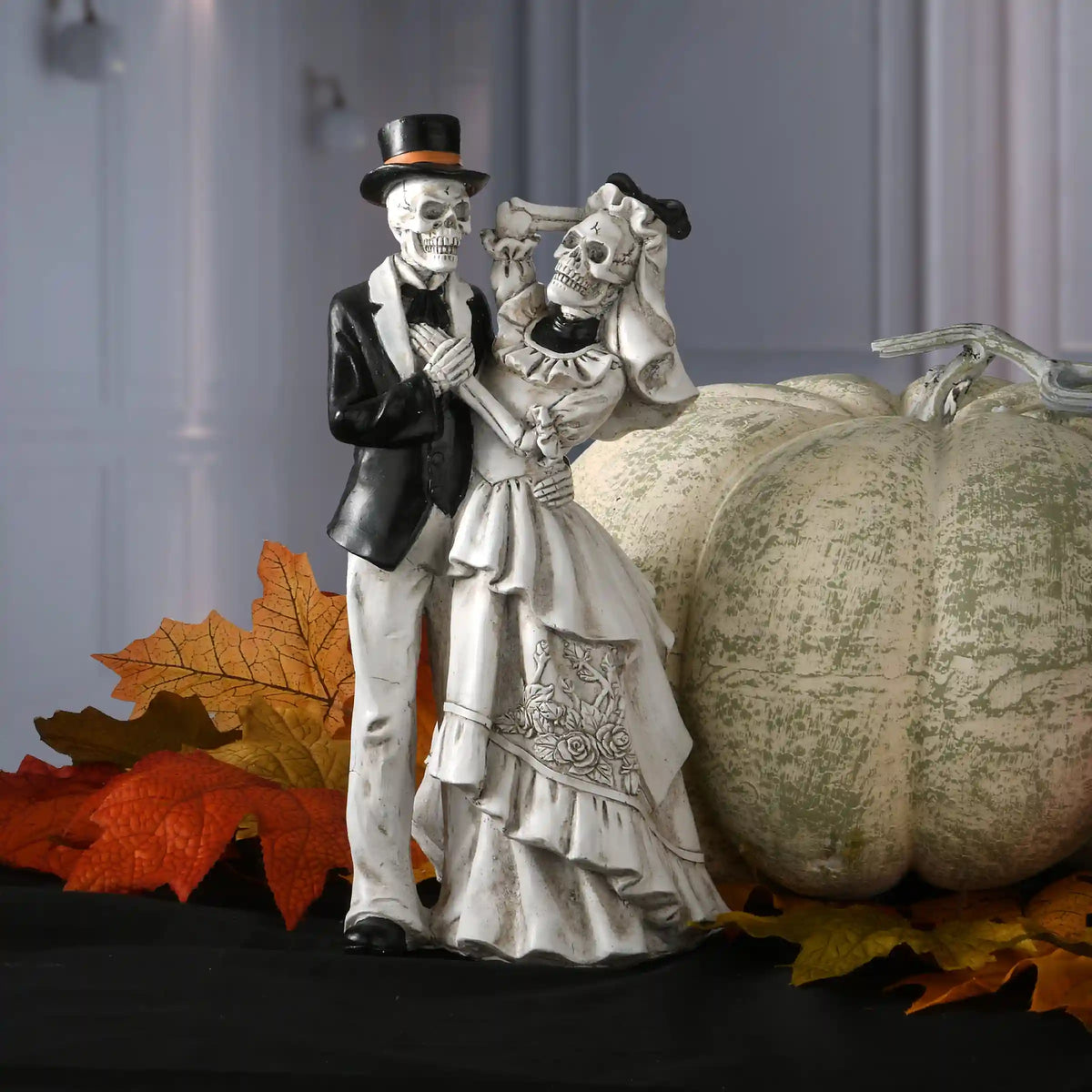 11 in. Halloween Skeleton Bride and Groom Decoration