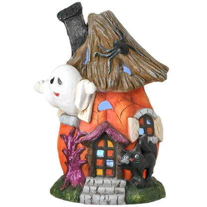 18 in. Halloween Pre-Lit Pumpkin Haunted House Decoration with LED Lights