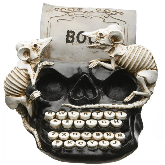 8 in. Halloween Skull Shaped Typewriter Decoration