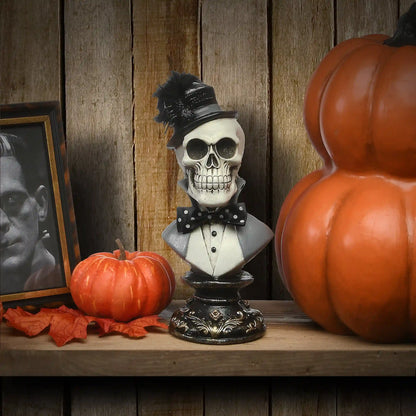 10 in. Halloween Male Skeleton Bust Decoration