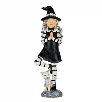 9 in. Halloween Witch in a Yoga Pose Tabletop Decoration