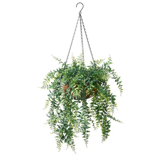 21 in. Spring Hanging Basket with Fern Leaves