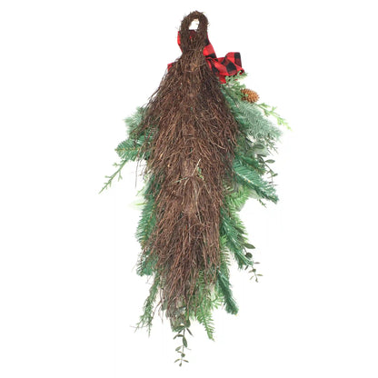 30 in. Mixed Pine Christmas Teardrop with Bow