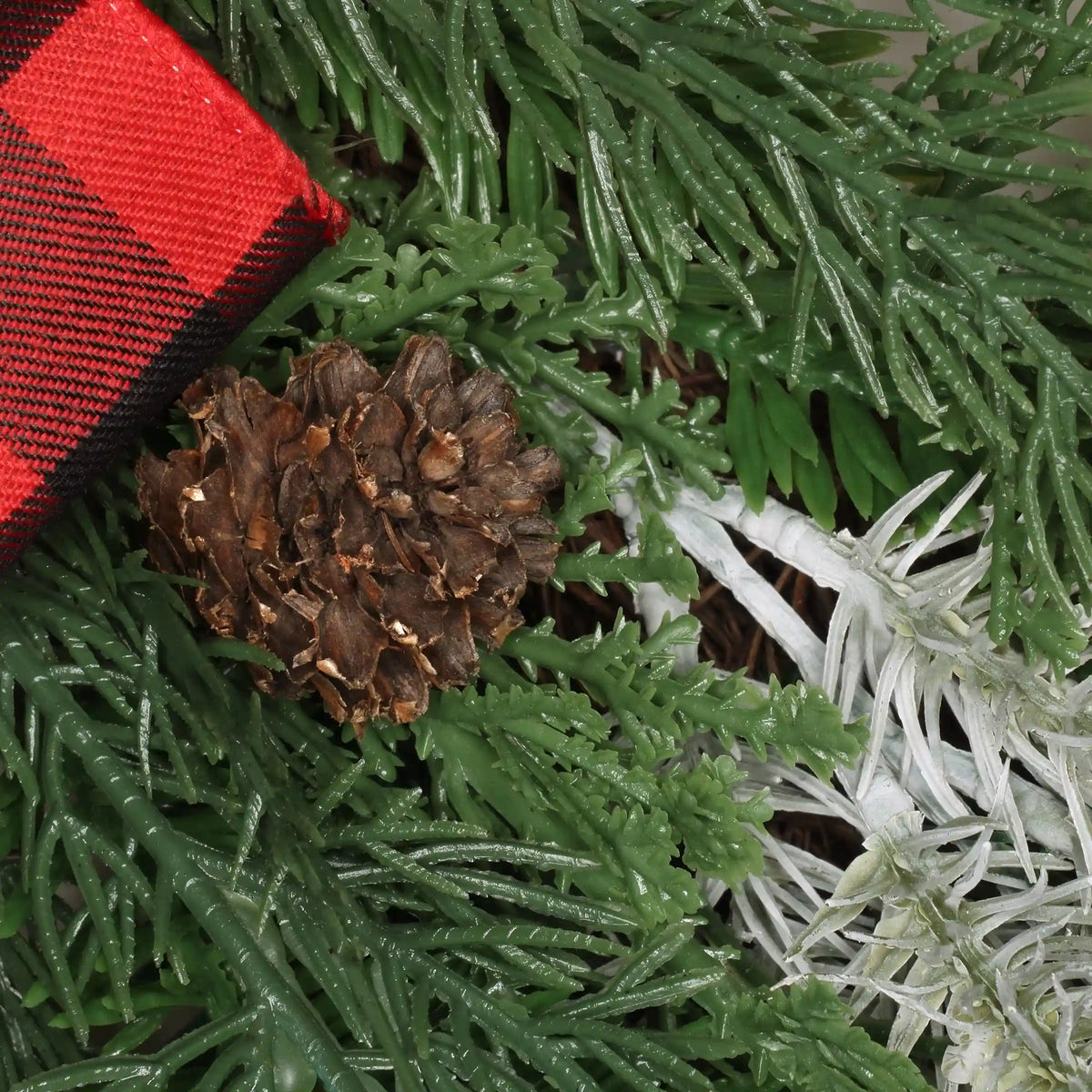 22 in.  Mixed Pine and Bow Decorated Wreath