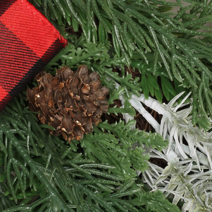 22 in.  Mixed Pine and Bow Decorated Wreath