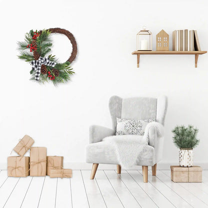 24 in. Mixed Pine and Berries Decorated Wreath