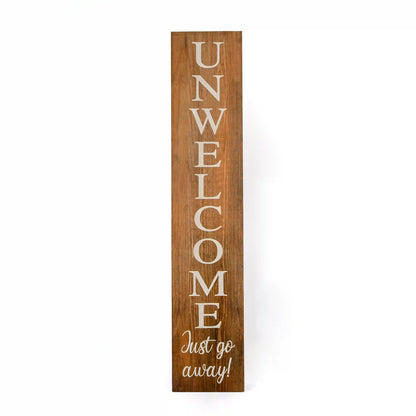 39 in. Halloween Unwelcome Just Go Away Wooden Hanging Porch Sign Decoration