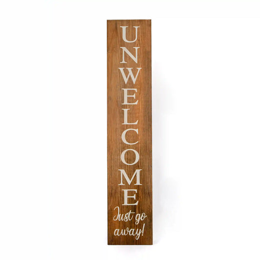 39 in. Halloween Unwelcome Just Go Away Wooden Hanging Porch Sign Decoration
