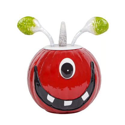 11 in. Halloween Single Eye Metal Pumpkin Decoration