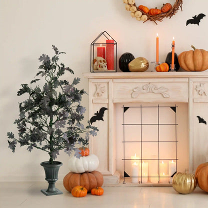 4 ft. Halloween Black Oak Tree in a Black Urn Base