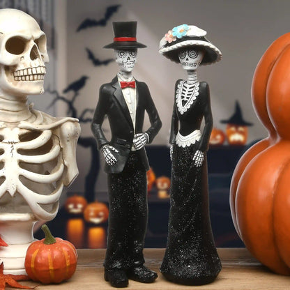 13 in. Halloween Skeleton Couple in Formal Attire Decoration