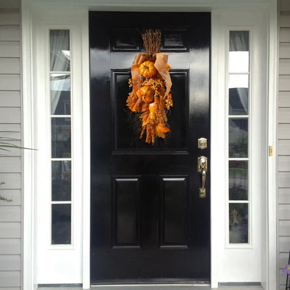18 in. Fall Teardrop Wall Decoration with Pumpkins, Berry Clusters, Maple Leaves, Branches