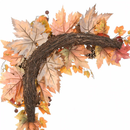 30 in. 2-Piece Fall Door Corners with Maple Leaves, Pine Cones, Pomegranates, Berry Clusters