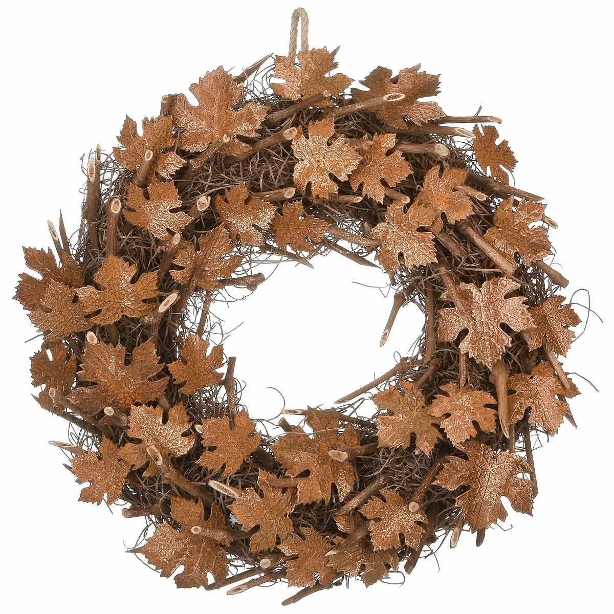 18 in. Fall Wreath with Brown Maple Leaves