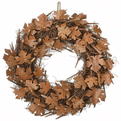 18 in. Fall Wreath with Brown Maple Leaves
