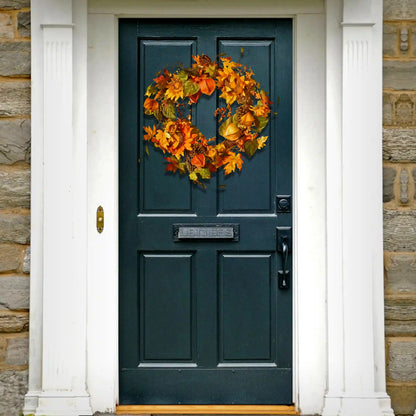 25 in. Fall Wreath with Sunflowers, Pinecones, Berry Clusters, Maple Leaves