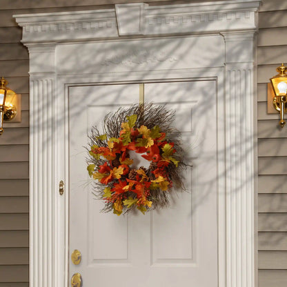 26 in. Fall Wreath with Pumpkins, Pinecones, Berry Clusters, Assorted Leaves