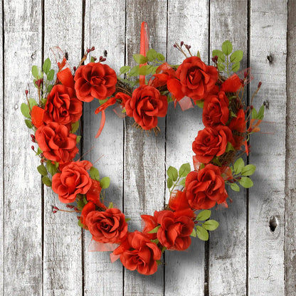 16 in. Valentine's Floral Heart Rose Wreath