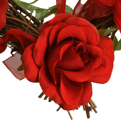 16 in. Valentine's Floral Heart Rose Wreath