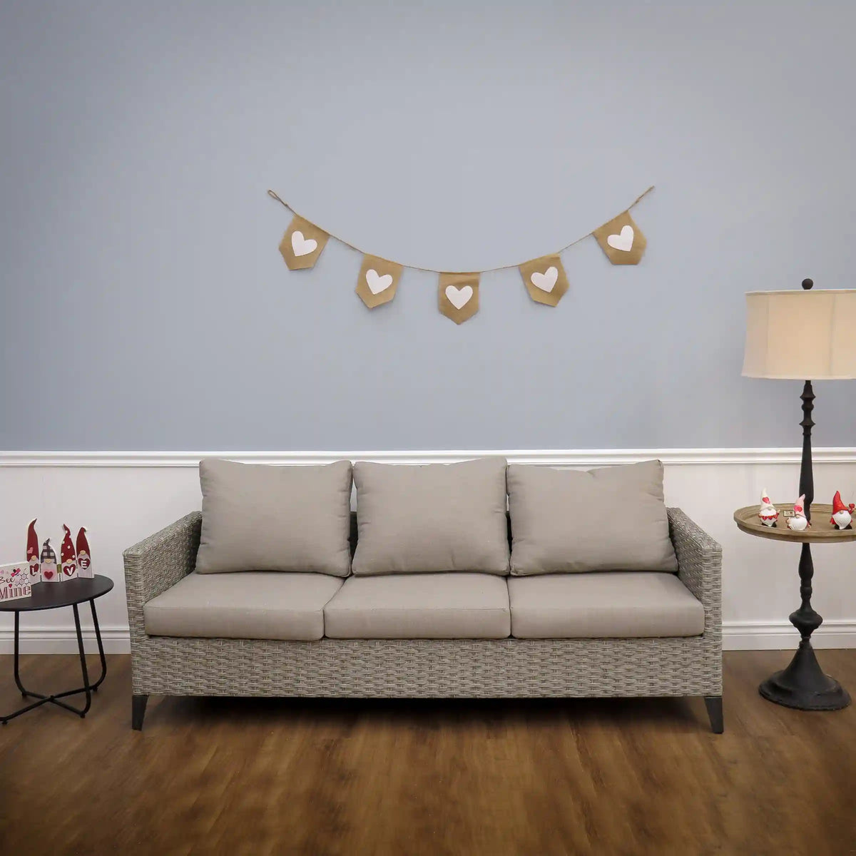6 ft. Valentine's Jute Garland with Natural & White Hearts