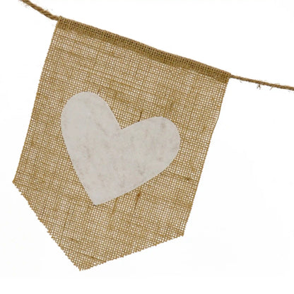 6 ft. Valentine's Jute Garland with Natural & White Hearts