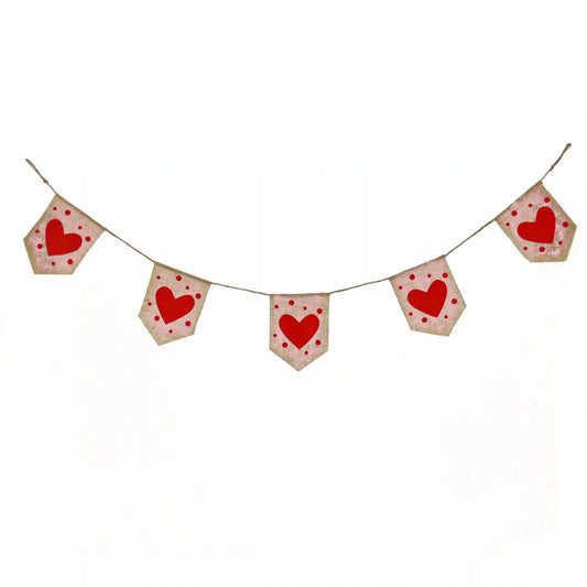 6 ft. Valentine's Red Hearts and Dots Jute Garland