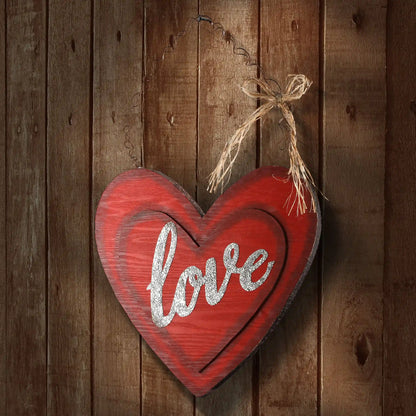 14 in. Valentine's Wooden Heart Hanging Decoration
