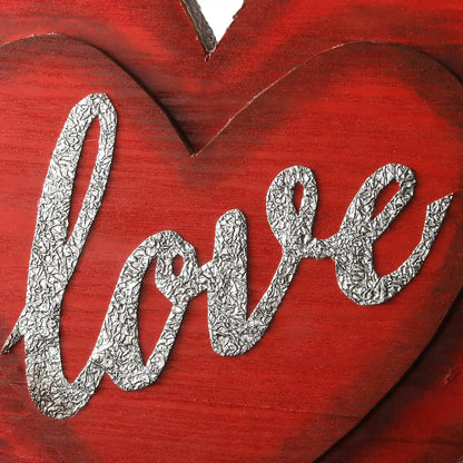 14 in. Valentine's Wooden Heart Hanging Decoration