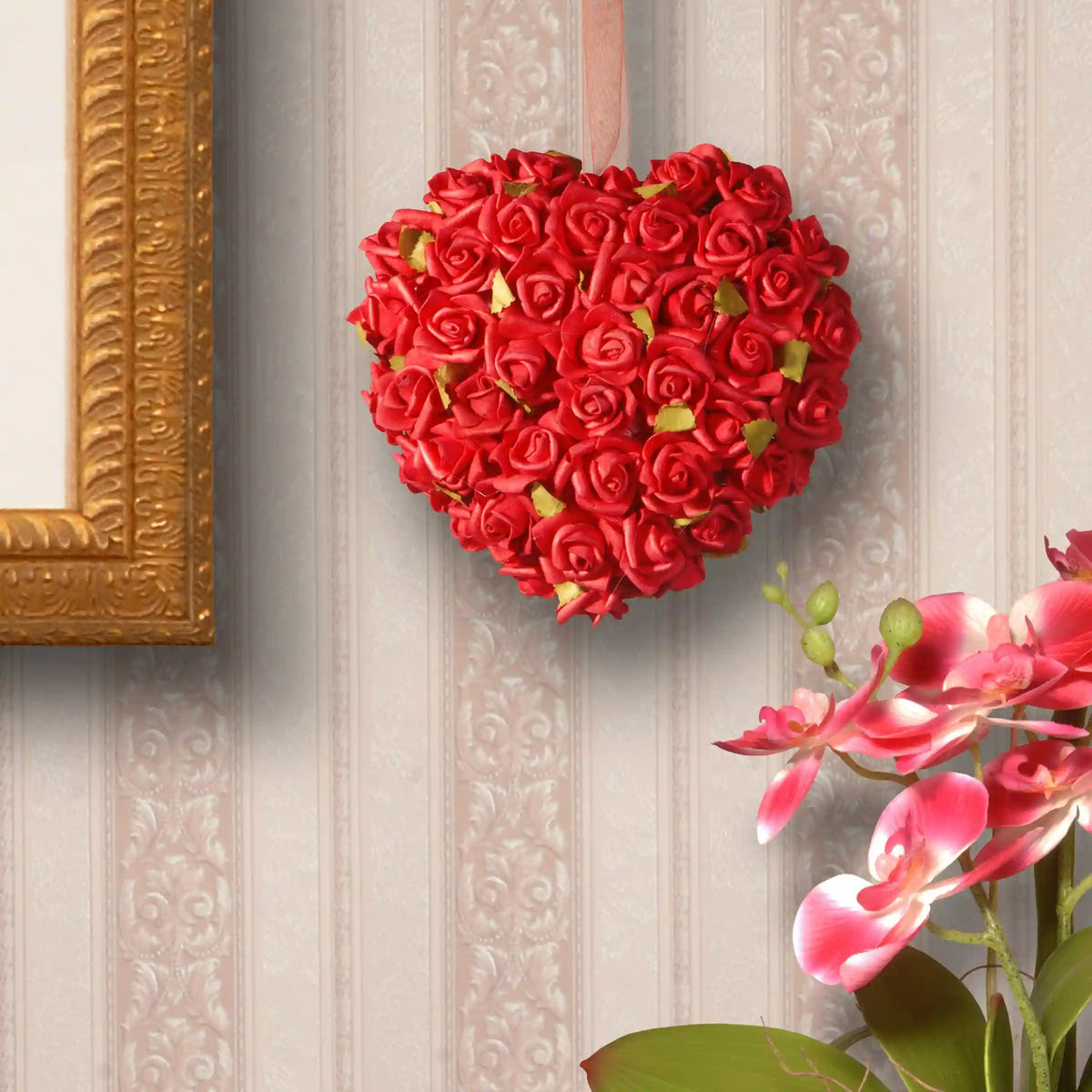 7 in. Floral Red Roses Heart