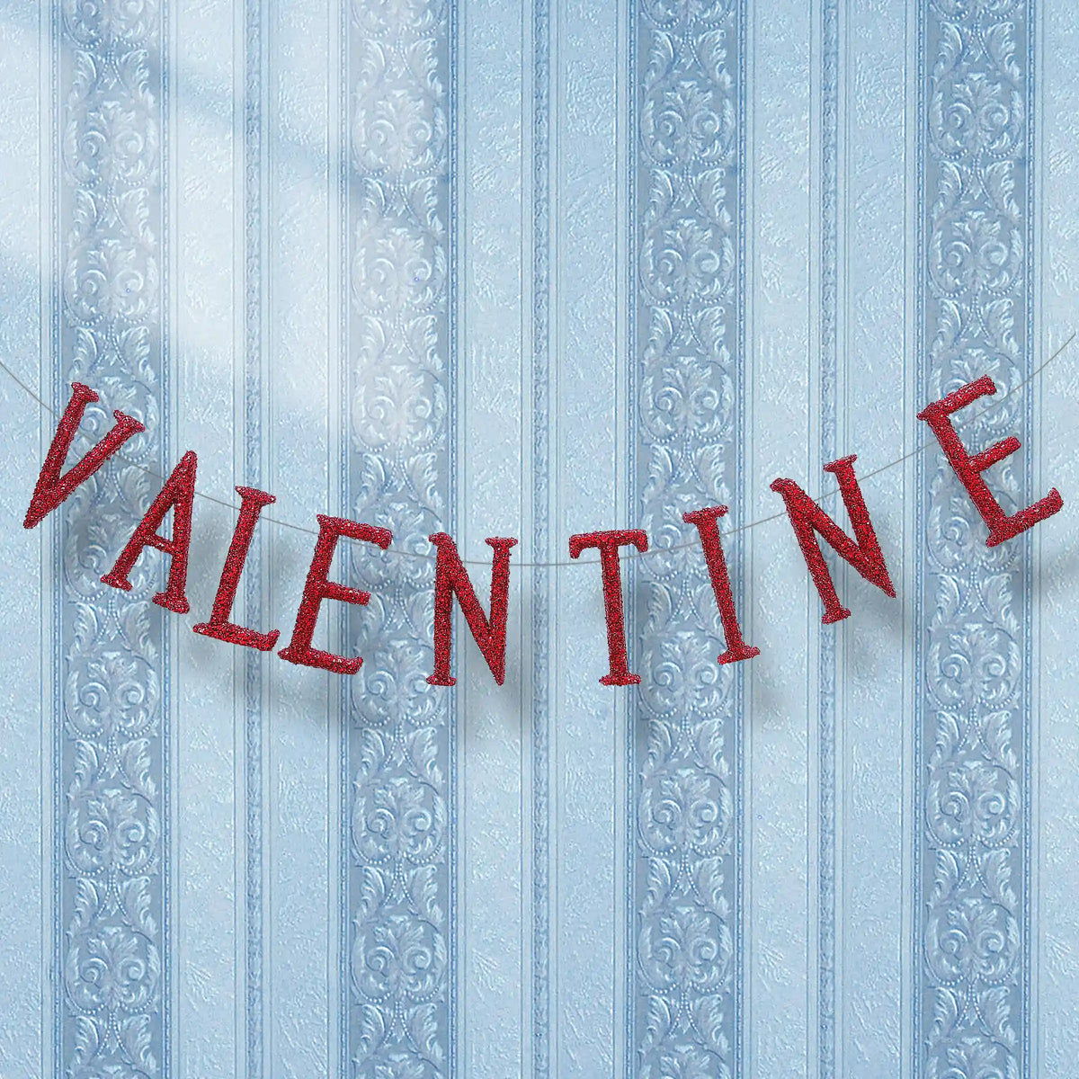 6 ft. Valentine's Banner Decorated with Red Glitter