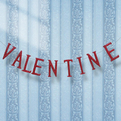 6 ft. Valentine's Banner Decorated with Red Glitter